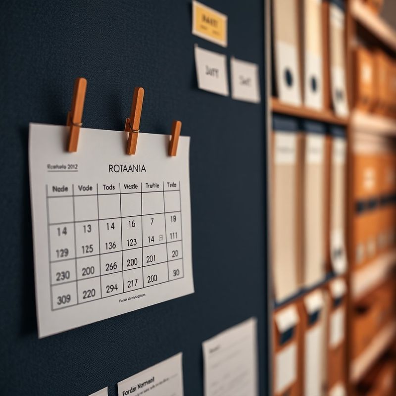Calendar fiscal cu termene marcate pe un panou de birou